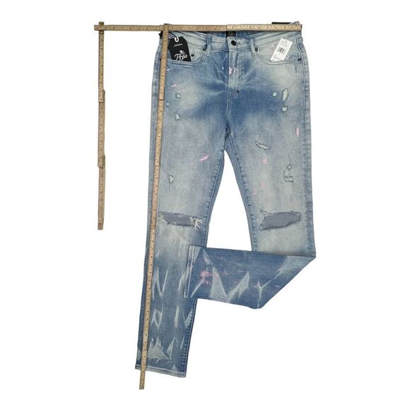New PRPS Le Sabre Men US 31 Light Wash Jeans Ripped Bleached Slim Fit Casual - Picture 11 of 13